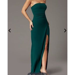 Strapless Spruce Green Formal Dress